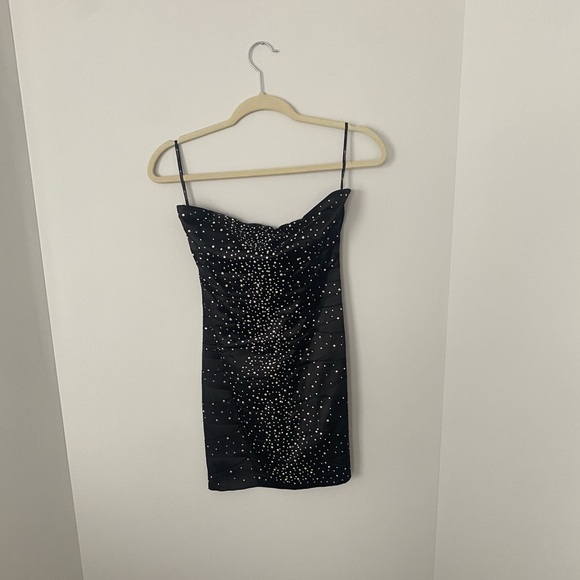Black strapless mini dress with jewels - small - Picture 2 of 5